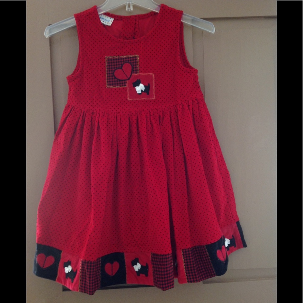 Girls red corduroy sleeveless dress